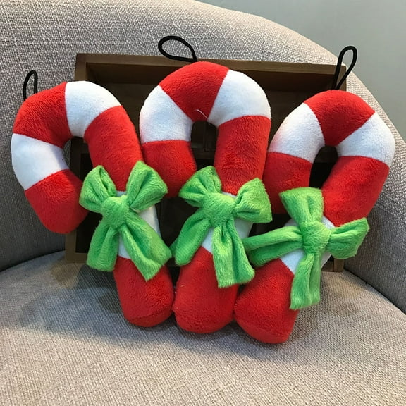 SPRING PARK Christmas Dog Rope Toy Gift Set Candy Cane Rope Toy Cotton Chew Toy for Puppy Teething Cleaning and Training
