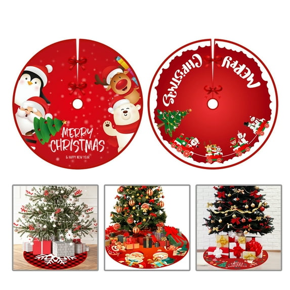 SPRING PARK Christmas Tree Skirt Red and Black Buffalo Check Plaid Tree Skirt with Snowflake Design, Xmas Tree Skirt for Christmas Decorations, Winter New Year House Decoration Supplies