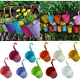 thumbnail image 1 of SPRING PARK Colorful Hanging Planter Pots, Metal Hanging Flower Pots, Garden Patio Outdoor Hanging Pot with Hook, for Fence Deck Balcony Clay Garden, 1 of 7