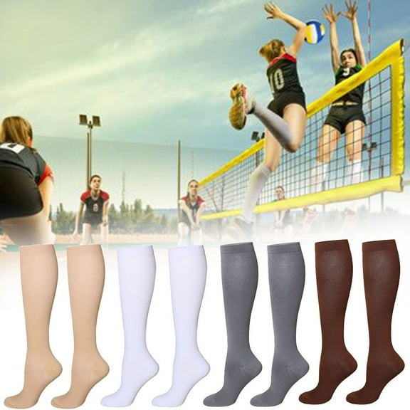 SPRING PARK Compression Socks Solid Color For Men & Women Circulation For Medical Running Hiking Cycling Knee Length Socks