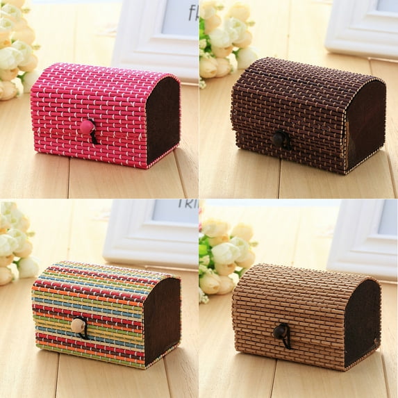SPRING PARK Creative Bamboo Wooden High Capacity Case Cute Jewelry Box Storage
