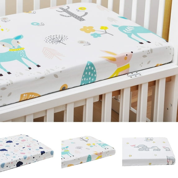 SPRING PARK Crib Sheet Set Jersey Cotton Fitted Cotton Baby Toddler Universal Crib Sheets Unisex