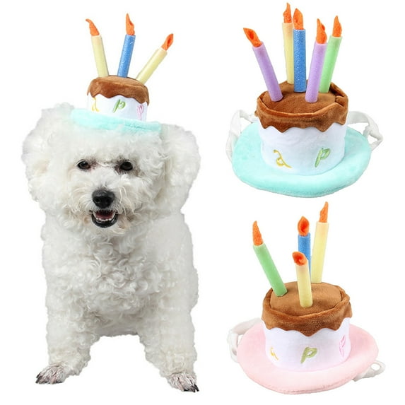 SPRING PARK Cute Adorable Dog Cat Birthday Cake Hat Pet Cap Pet hat with Color Candles Design Party Custom Accessory