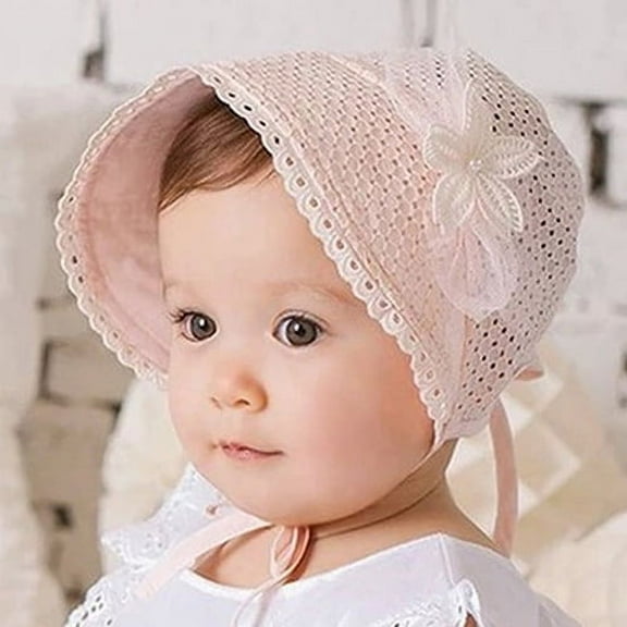 SPRING PARK Cute Baby Girls Boys Sun Flower Hollow White Pink Lace Princess Summer Hat Cap 5-24 Month