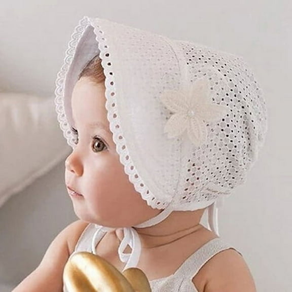 SPRING PARK Cute Baby Girls Boys Sun Flower Hollow White Pink Lace Princess Summer Hat Cap 5-24 Month
