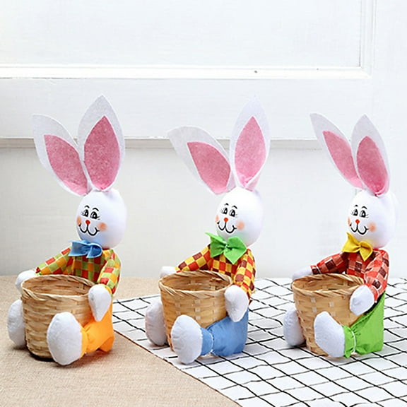 SPRING PARK Cute Bunny Easter Basket Eggs Candy Gift Box Storage Decor Rabbit Party Bag