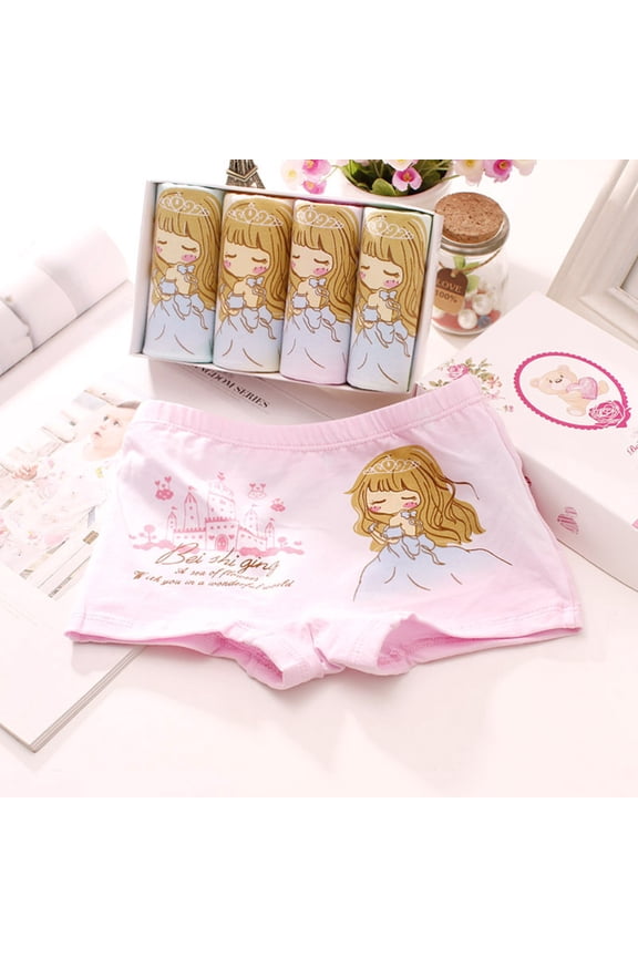 Cute Cartoon Pretty Girls Cotton Underwear Soft Shorts Kids Boxer Briefs Panties
