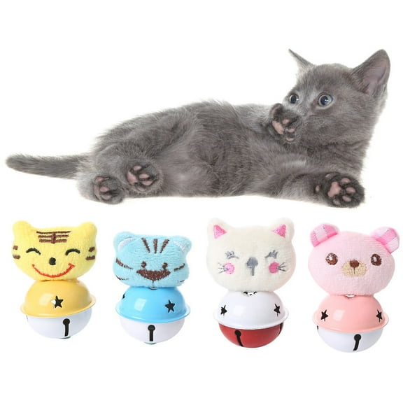 SPRING PARK Cute Cats Kitten Cartoon Animal Bell Interactive Sound Chew Toy - Interactive Cat Toys Alternative Cat Toy