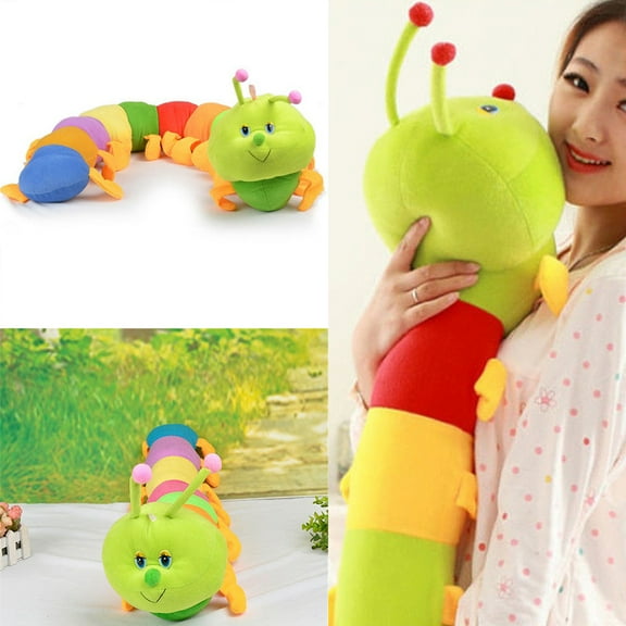 SPRING PARK Cute Colorful Inchworm Caterpillar Soft Comfortable Kids Doll Throw Pillow Toy