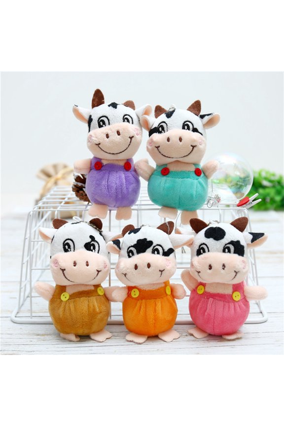 Cute Cow Doll Plush Toy Keychains Cow Stuffed Plush Toy Mascot Pendant