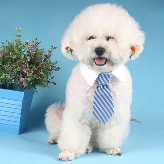 SPRING PARK Cute Dog Cat Striped Bow Tie Collar Pet Adjustable Neck Tie Party Wedding