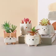 SPRING PARK Cute Hedgehog Rabbit Succulent Plant Pots Cute Animal Ceramic Planter Home Garden Decor