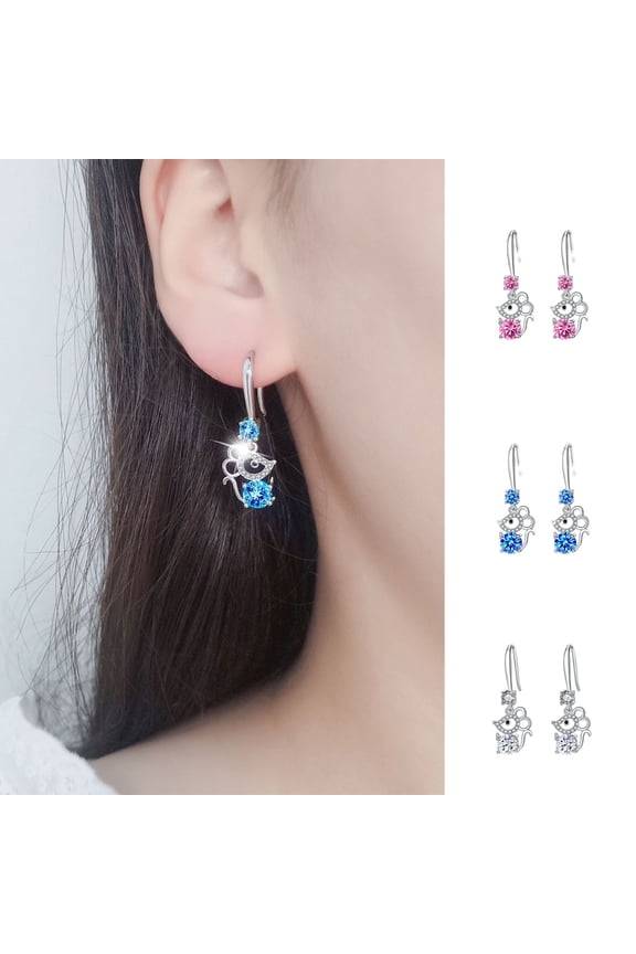 Cute Women Mouse Stud Earrings Alloy Anti-Allergic Earrings Birthday Gifts