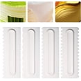 thumbnail image 1 of SPRING PARK Decorating Comb & Icing Smoother Tool Scraper 4 Pcs Set, Decorating Mousse Butter Cream Cake Edge Tools, Plastic Sawtooth Cake Scraper, 1 of 7