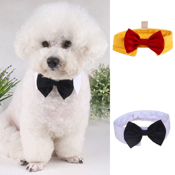 SPRING PARK Dog Bow Tie Neck Acccessory Necklace Collar Puppy Magic Sticker Closure Pet Dickie Bow for Pet