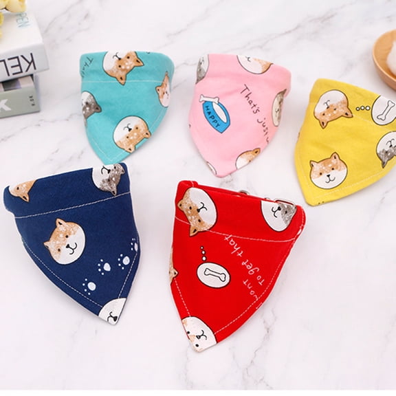 SPRING PARK Dog Collar Neckerchief Cute Cartoon Printing Adjustable Small Dog Collars Puppy Pet Slobber Towel