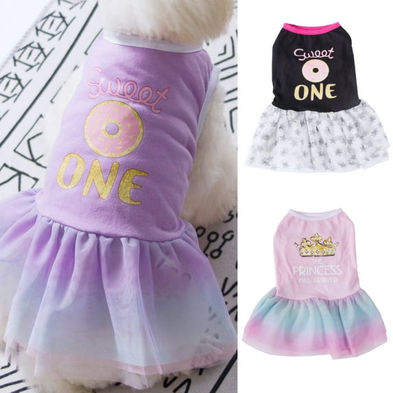 SPRING PARK Dog Dress Vibrant Color Dog Skirt for Small Dogs Doggie Sundress with Tulle Dog Apparel
