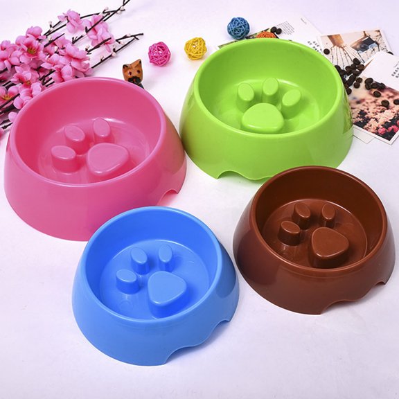 SPRING PARK Dog Feeder Slow Eating Paw Print Pet Bowl Eco-Friendly Durable Non-Toxic Preventing Choking Healthy Design Bowl for Dog Pet Stop Bloat Bowl