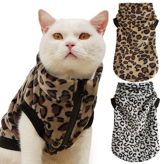 SPRING PARK Dog Jacket Leopard Print Plush Jacket Winter Clothes Pet Dogs Coat for Autumn and Winter Wearing