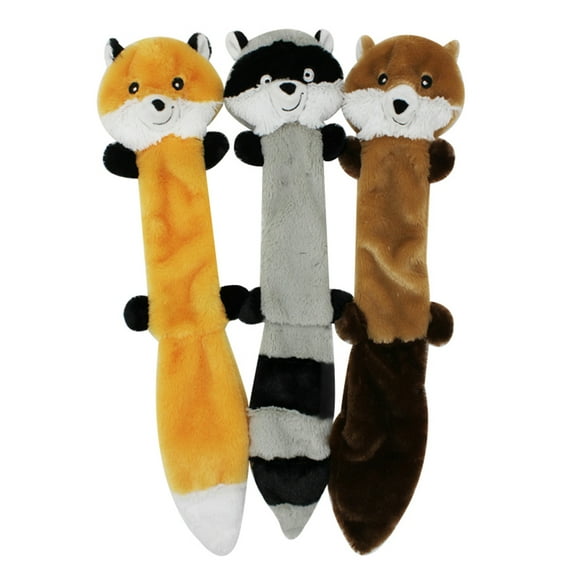 SPRING PARK Dog Squeaky Toys, No Stuffing Cute Squirrel Raccoon Plush Chew Toy for Small Medium Dogs Puppy