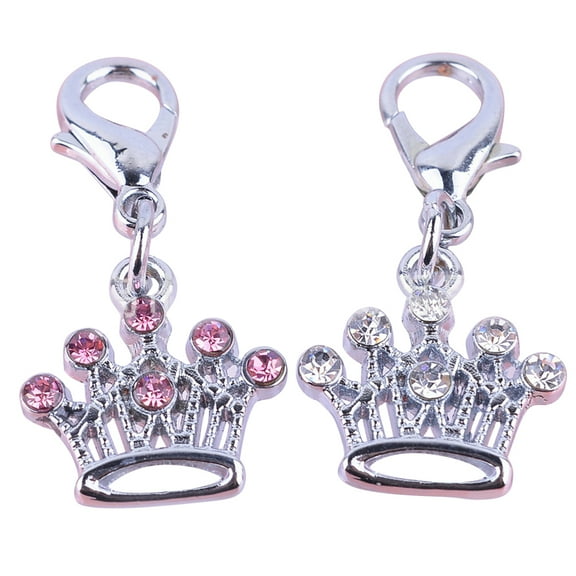 SPRING PARK Dog Tag Crystal Rhinestone Crown Shaped Charm Pendant for Pet Collar Accessories