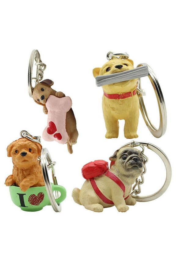 Dog keychains for women Cute Keyring for Kids Puppy Kitty Keychain Resin