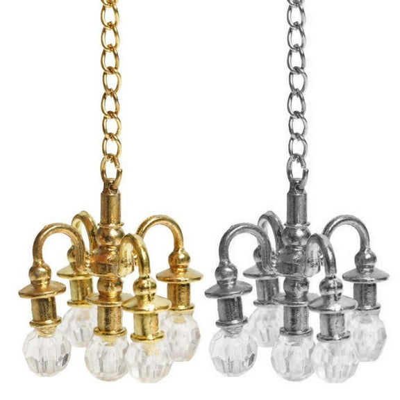 SPRING PARK Dollhouse Miniature Furniture 1:12 Doll House Accessories Mini Lamp Chandelier