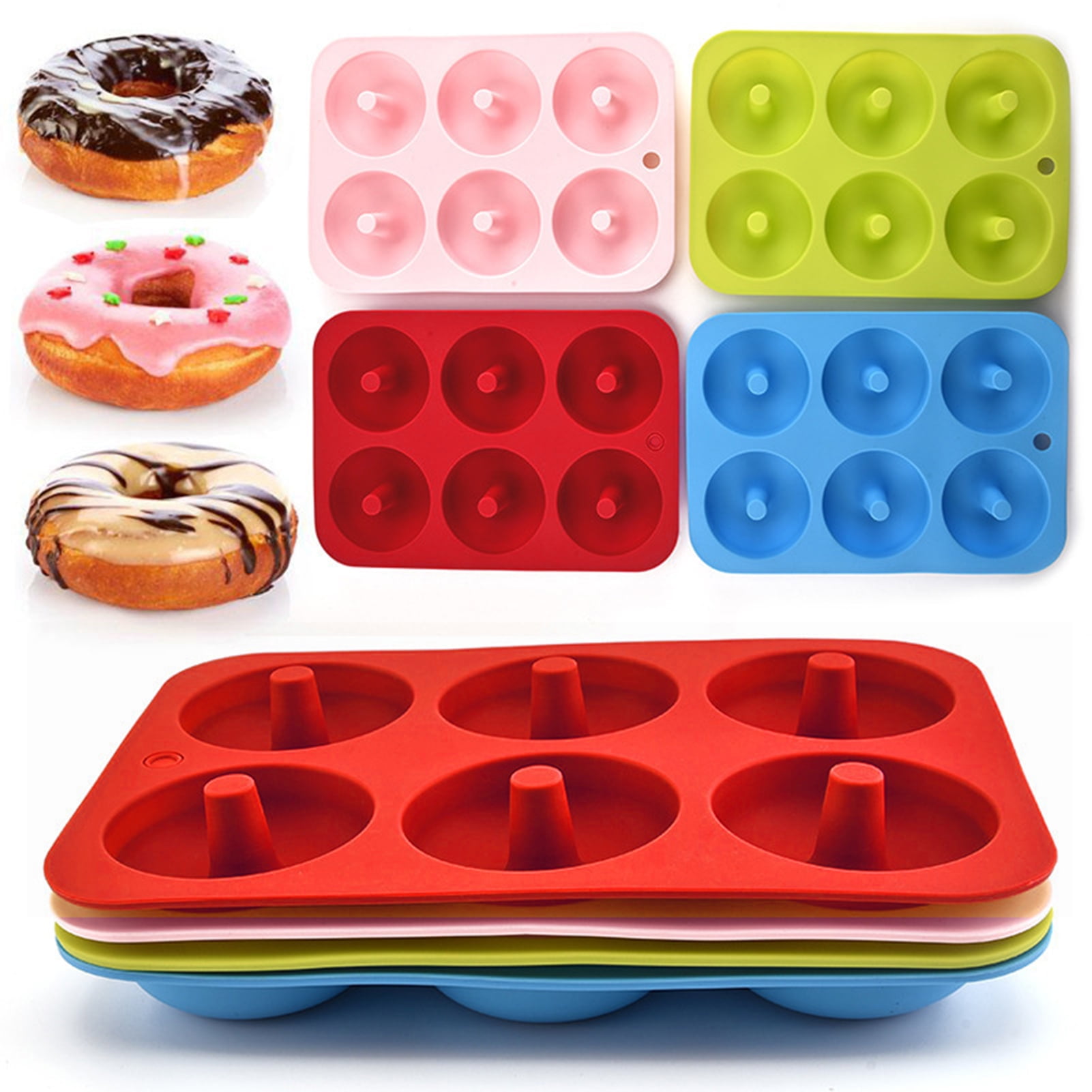 Gezan 3-Pack Silicone Donut Mold of 100% Nonstick Silicone. BPA Free Mold  Sheet Tray. Makes Perfect 3 Inch Donuts. Tray Measures 10x7 Inches. Easy