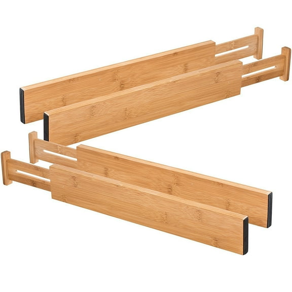 SPRING PARK Drawer Dividers Bamboo Kitchen Organizers Spring Loaded Drawer Divider Adjustable Expandable Drawer Organizer - Best for Kitchen, Bedroom, Dresser, Baby Drawers Closet