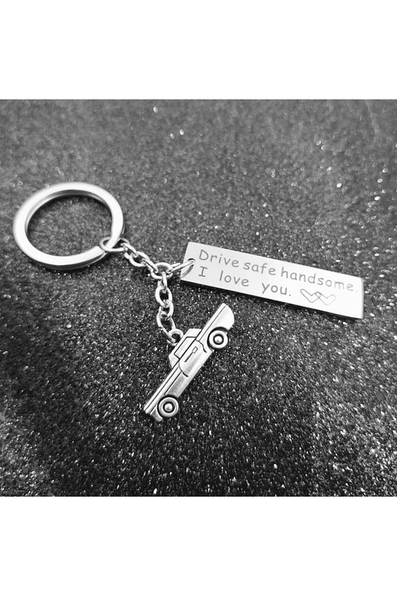 Drive Safe Keychain for Men Personalized Key Ring Gifts Tag