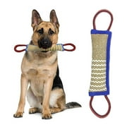 SPRING PARK Durable Pull Toy with 2 Soft & Strong Handles - Tough Jute Bite Pillow for Medium to Large Dogs - Ideal for Tug of War, Fetch, K9, Puppy Training & Interactive Play