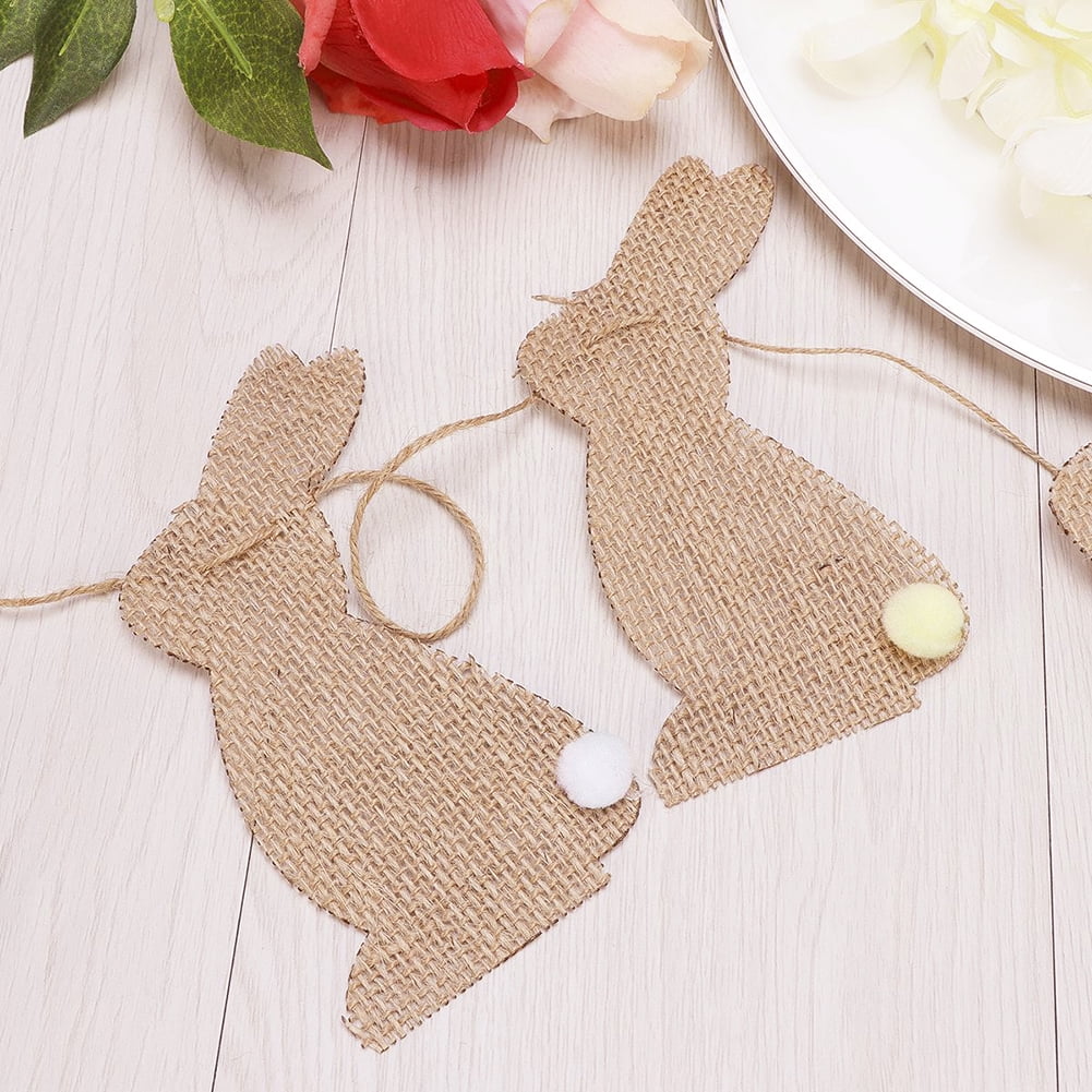 SPRING PARK Easter Decorations Easter Bunny Burlap Banner Bunting ...