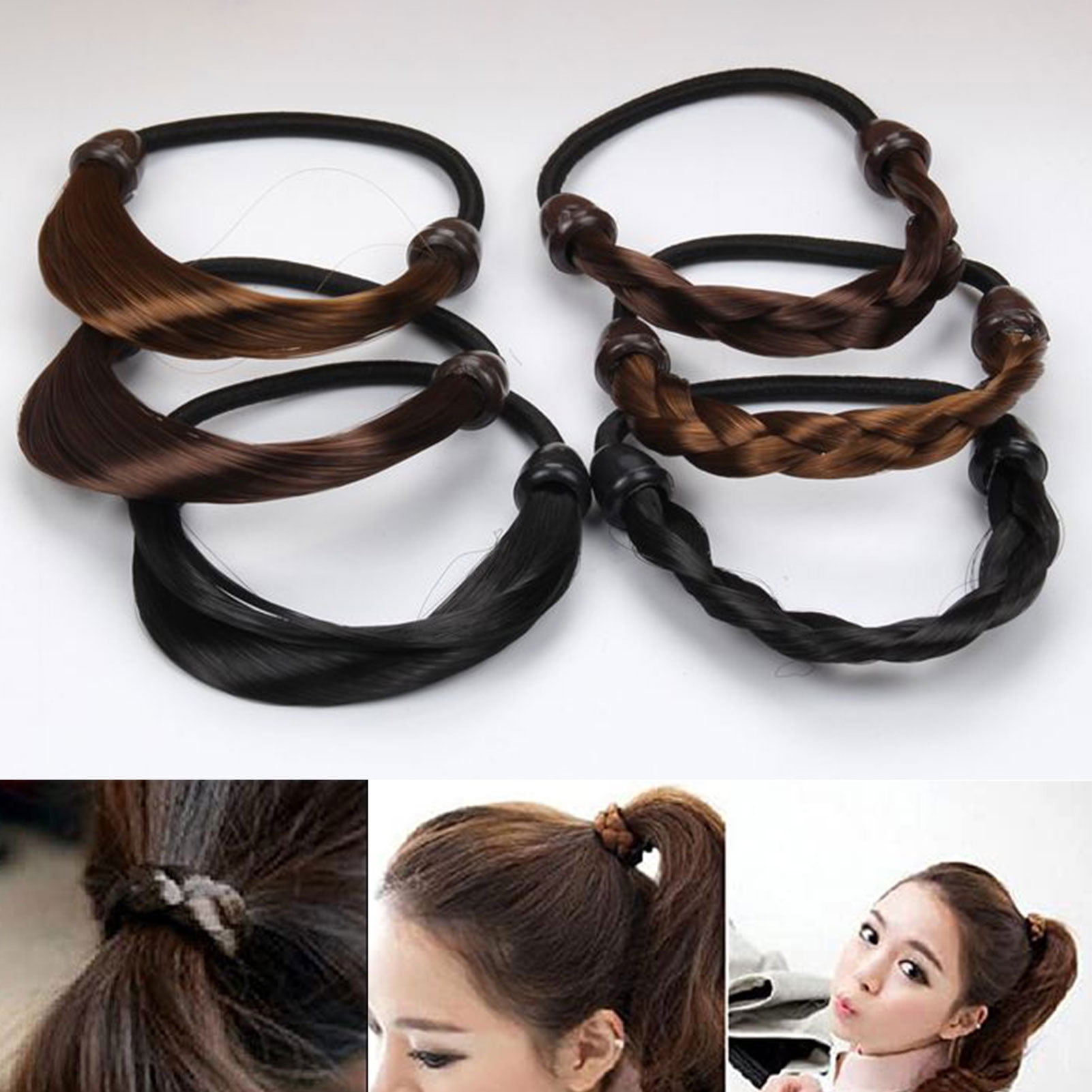 Synthetic hair braid on ponytail holder TwiceBeauty 32inch Long Braided Ponytail Extension with Hair  main image 3