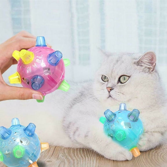 SPRING PARK Electric LED Light Jumping Ball, Vibrating and Bouncing Crazy Fun Toy with Flashing Bright Lights, Music and Sound Pet Chewing Toy Kids Baby Gift