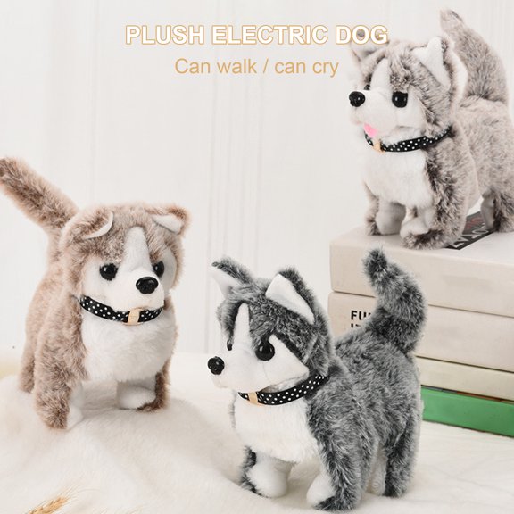 SPRING PARK Electric Plush Dog Children Interactive Toy, Electric Barking Walking Dog Plush Toy for Kids(Not Included Batteries)