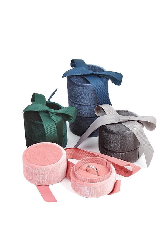 Exquisite Corduroy Heart Shaped Ring Box Storage Case Wedding Jewelry Container