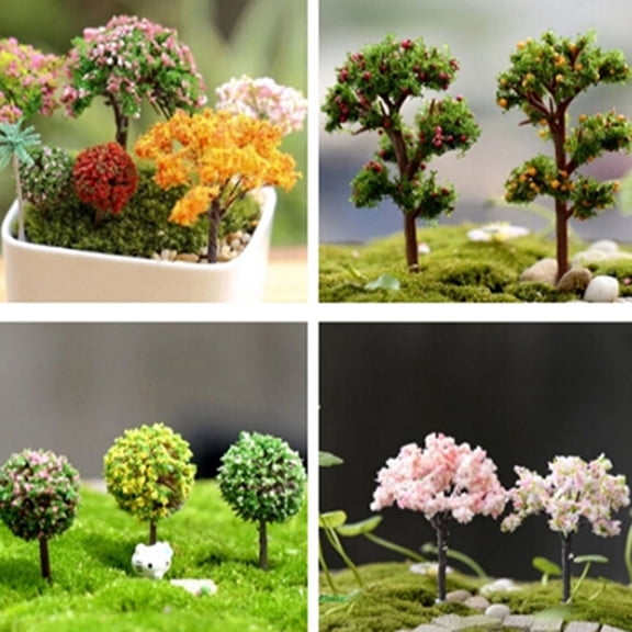 SPRING PARK Fairy Garden Miniature Trees Set Fairy Plastic Statues, Perfect for Mini Gardens 3 Count