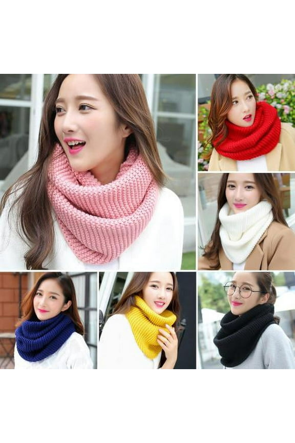 Fall Winter Womens Knit Infinity Scarf Circle Loop Neckerchief Warm Fashion Thick Ribbed Scarf