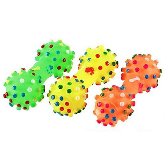SPRING PARK Fancy Squeaky Bone Polka Dot Dog Toy Latex Rubber Puppy Dog Pet Chew Sound