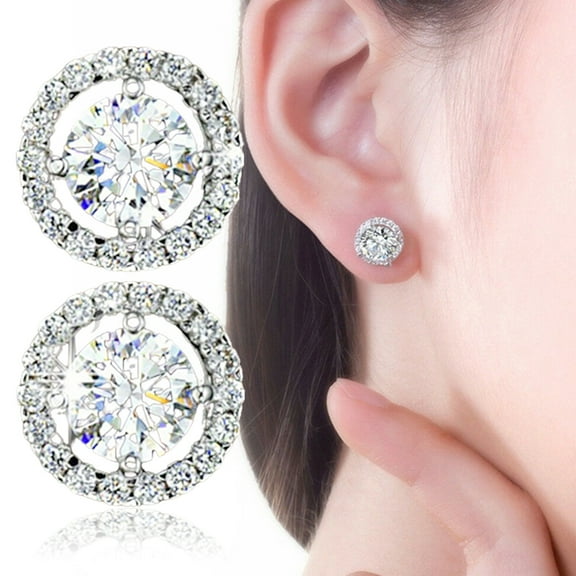 SPRING PARK Fashion All-match Women Round Rhinestone Inlaid Stud Earrings Birthday Gift