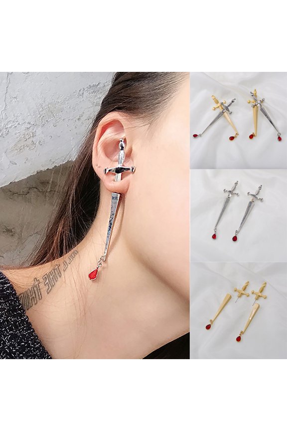 Fashion Blood Sworn Dagger Stud long sword handle Single Stud Earrings Gifts