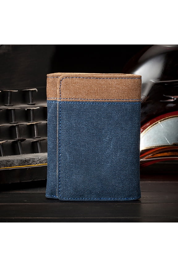 Fashion Canvas Trifold Men Short Wallet Credit Card Multi Slots Purse Coins Bag