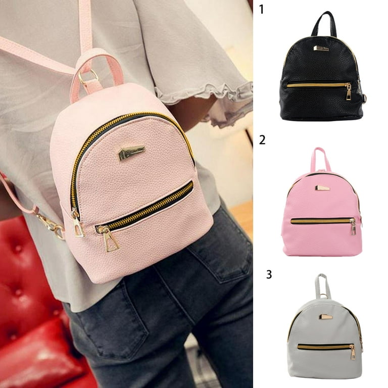 SPRING PARK Fashion Faux Leather Mini Backpack Girls Double Strap