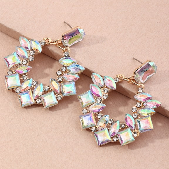 SPRING PARK Fashion Geometric Eardrop Glitter Rhinestone Stud Ear Stud Earrings Women