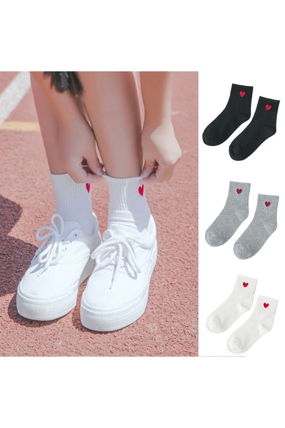 Fashion Love Heart Print Ankle Socks Low Cut Unisex Cotton Multicolour Ankle Sock
