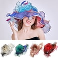 thumbnail image 1 of SPRING PARK Fashion Organza Women Lace Sun Hat Women Hat Silk Brim Hat top hat Tea Party Hat, 1 of 8