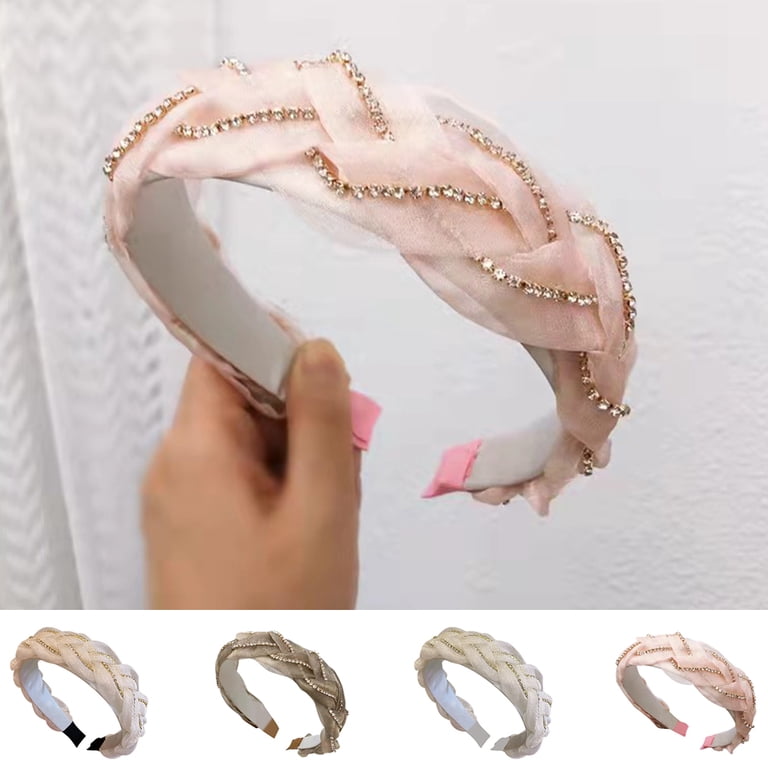 SPRING PARK Fashion Rhinestone Hair Hoop Braided Organza  display picture 1