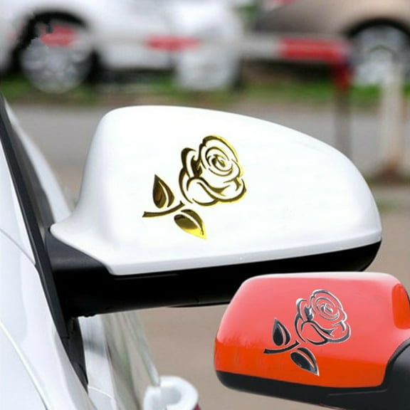 SPRING PARK Fashion Rose Flower Car Vehicle Light Lamp Brow Decor Rearview Mirror Sticker