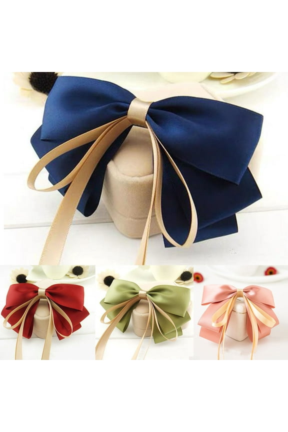 Fashion Satin Bowknot Hairpin Spring Clip Hand Tie Large Pigtail Bows Hairpin For Girl