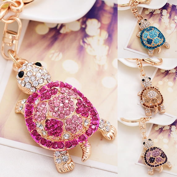 SPRING PARK Fashion Turtle Keychain Rhinestone Woman's Bag Hanging Ornament Car Decoration